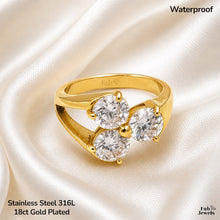 Load image into Gallery viewer, 18ct Gold Plated on Stainless Steel Trilogy Beautiful Set Earrings Necklace Ring and Bangle Trielle Collection
