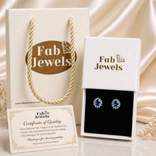 Load image into Gallery viewer, Stainless Steel 18ct Gold Plated Hypoallergenic Lady D Stud Halo Earrings with Inlaid Cubic Zirconia