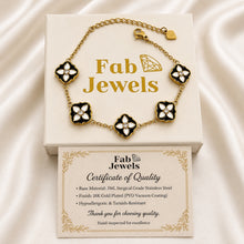 Load image into Gallery viewer, Midnight Bloom Flower Bracelet Stainless Steel 316L Waterproof 18ct Gold Plated