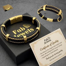 Load image into Gallery viewer, Highest Quality Black Leather Stainless Steel 316L Eclipse Bracelet