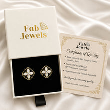 Load image into Gallery viewer, Midnight Bloom Flower Set 18ct Gold Plated Stainless Steel 316L Earrings and Necklace