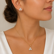 Load image into Gallery viewer, 18ct Gold Plated Stainless Steel 316L Trielle Set Hypoallergenic Earrings Matching Pendant and Necklace