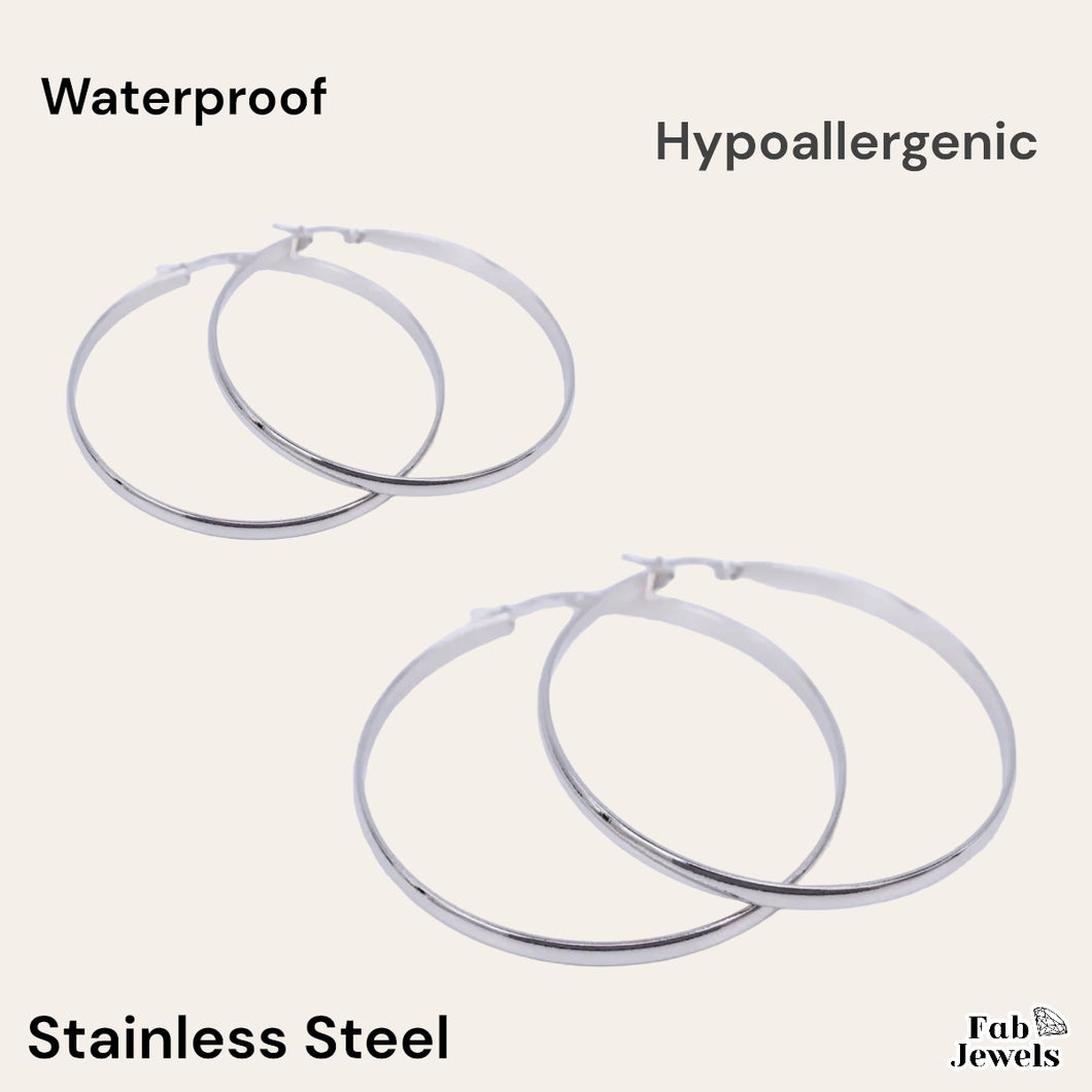 Stainless Steel Hypoallergenic Silver Hoop Loop Earrings