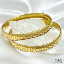 Load image into Gallery viewer, Highest Quality 18ct Gold Plated on Stainless Steel Fili Bangles Snake Effect Set of 2