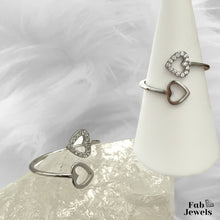 Load image into Gallery viewer, 18ct Gold Plated on Stainless Steel Adjustable 2 Hearts Ring Waterproof