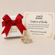 Load image into Gallery viewer, 18ct Gold Plated Stainless Steel  316L Trielle Cluster Trilogy Ring with Cubic Zirconia Waterproof
