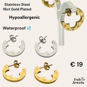 Stainless Steel Hypoallergenic Clover Hoop Earrings Waterproof