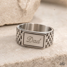 Load image into Gallery viewer, 18ct Gold Plated Stainless Steel  316L Dad Signet Ring Waterproof