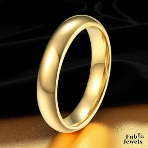 Stainless Steel 316L 18ct Gold Plated Wedding Band Ring Waterproof