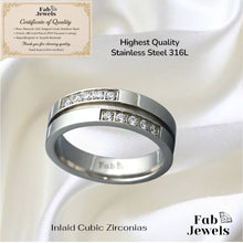 Load image into Gallery viewer, 18ct Gold Plated Stainless Steel  Dual Band Ring with Inlaid Cubic Zirconia Waterproof