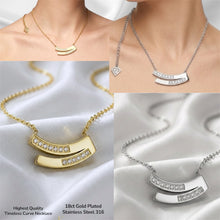 Load image into Gallery viewer, Stainless Steel 316L 18ct Gold Plated Silver Timeless Curve Necklace with Inlaid Cubic Zirconia