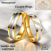 Load image into Gallery viewer, Yellow Gold Stainless Steel 2 Tone Couple Rings / Wedding Band His and Hers