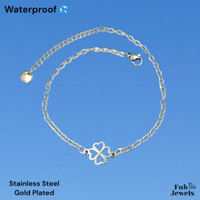 Load image into Gallery viewer, Stainless Steel Gold Plated Clover Anklet Yellow Gold White Gold Plated Waterproof Ankle Chain