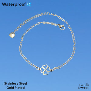 Stainless Steel Gold Plated Clover Anklet Yellow Gold White Gold Plated Waterproof Ankle Chain