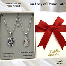 Load image into Gallery viewer, Double Sided Lady of Immaculate Conception Miracle Love Peace Pendant Necklace Gold Plated on Stainless Steel