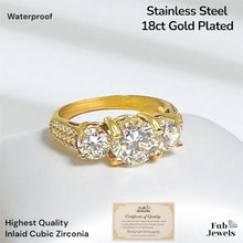 Load image into Gallery viewer, Highest Quality Gold Plated on Stainless Steel Trilogy Waterproof Ring Never Fade