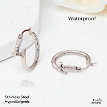 Load image into Gallery viewer, Gold Plated Stainless Steel Hypoallergenic Nail Hoop Loop Earrings