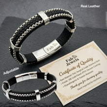 Load image into Gallery viewer, Highest Quality Black Leather Stainless Steel 316L Eclipse Bracelet
