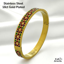 Load image into Gallery viewer, 18ct Gold Plated Stainless Steel Bangle Maltese Cross Vibrant Collection