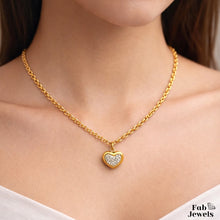 Load image into Gallery viewer, 18ct Gold Plated Stainless Steel Necklace with Heart Charm Pendant with Cubic Zirconia