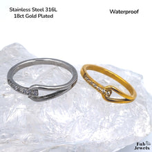 Load image into Gallery viewer, 18ct Gold Plated Stainless Steel  Dainty Ring with Inlaid Cubic Zirconia Waterproof