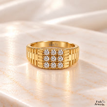 Load image into Gallery viewer, 18ct Gold Plated Stainless Steel 316L Waterproof Luxury Ring with Inlaid Cubic Zirconias