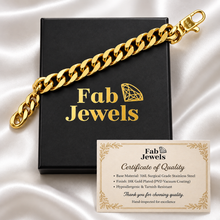 Load image into Gallery viewer, Fab Signiture Cuban Link 10 mm Bracelet 18ct Gold Plated Stainless Steel 316L Waterproof