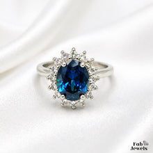 Load image into Gallery viewer, 18ct Gold Plated Stainless Steel Lady D Halo Ring with Inlaid Cubic Zirconia
