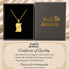 Load image into Gallery viewer, Stainless Steel 316L 18ct Gold Plated Engraved Inhobbok Pa Scroll Pendant with Necklace