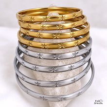 Load image into Gallery viewer, Stainless Steel 316L 18ct Gold Plated Silver Fili Bangles Set of 2 Waterproof