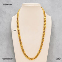 Load image into Gallery viewer, Fab Signiture Cuban Link 7 mm Necklace 18ct Gold Plated Stainless Steel 316L Waterproof