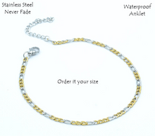 Load image into Gallery viewer, Stainless Steel 316L Two Tone Chain Anklet Yellow Gold / Silver