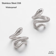 Load image into Gallery viewer, Stainless Steel 316l 18ct Gold Gold Plated Adjustable Snake Ring Waterproof