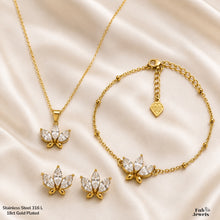 Load image into Gallery viewer, 18ct Gold Plated Stainless Steel 316L Lotus Glow Set Earrings Bracelet Matching Pendant and Necklace