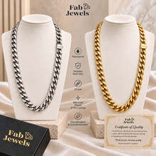 Load image into Gallery viewer, Fab Signiture Cuban Link 10 mm Necklace 18ct Gold Plated Stainless Steel 316L Waterproof