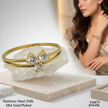 Load image into Gallery viewer, 18ct Gold Plated Stainless Steel 316L Trielle Bangle with Cubic Zirconia