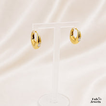 Load image into Gallery viewer, Hypoallergenic 18ct Gold Plated Stainless Steel 316L Oval Hoop Earrings with Inlaid Cubic Zirconia