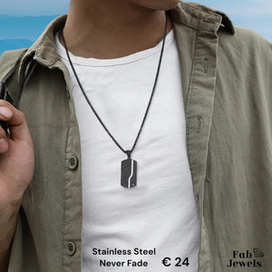 Stainless Steel Black Dog Tag Pendant with Necklace