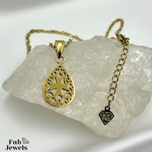 Load image into Gallery viewer, 18ct Gold Plated on Stainless Steel Maltese Cross Drop Pendant Modern Baroque Necklace Included