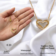 Load image into Gallery viewer, Gold Plated Stainless Steel Necklace with Heart Pendant