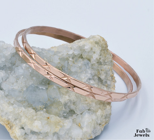 Yellow Gold Rose Gold Stainless Steel Fili Bangles Set of 2