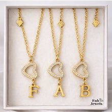 Load image into Gallery viewer, Stainless Steel 316L Drop Necklace with Personalised Initial and Heart