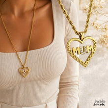 Load image into Gallery viewer, 18ct Gold Plated on Stainless Steel Mum Pendant Necklace with Inlaid Sparkling Cubic Zirconia