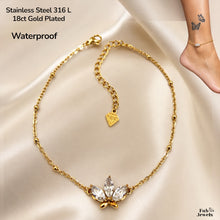 Load image into Gallery viewer, Stainless Steel 316L Waterproof 18ct Gold Plated Lotus Glow Anklet Ankle Chain