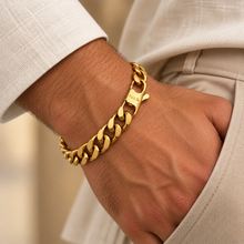 Load image into Gallery viewer, Fab Signiture Cuban Link 10 mm Bracelet 18ct Gold Plated Stainless Steel 316L Waterproof