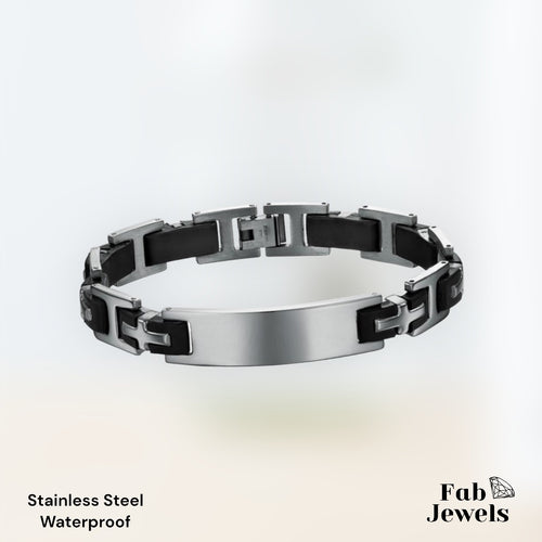High Quality Stainless Steel and Black Silicone ID Bracelet.