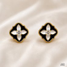 Load image into Gallery viewer, Midnight Bloom 18ct Gold Plated Stainless Steel 316L Hypoallergenic Stud Earrings