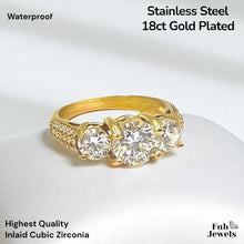Load image into Gallery viewer, Highest Quality Gold Plated on Stainless Steel Trilogy Waterproof Ring Never Fade