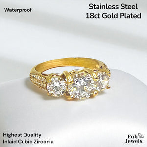 Highest Quality Gold Plated on Stainless Steel Trilogy Waterproof Ring Never Fade