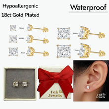 Load image into Gallery viewer, Stainless Steel Hypoallergenic Stud Square Cubic Zirconia Earrings